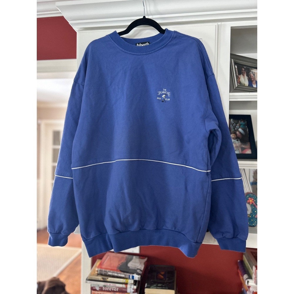 EUC Ashworth Mens XL Blue Crewneck Sweatshirt Golf Pullover